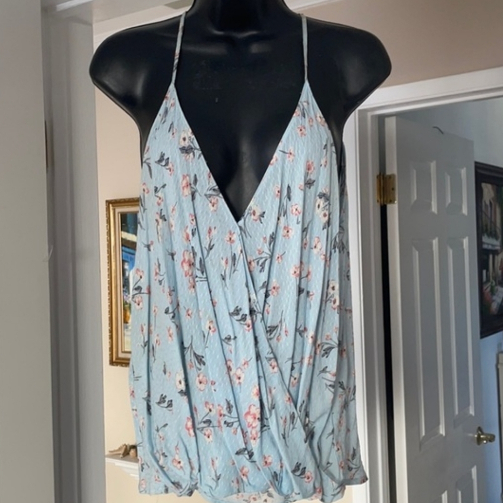 Lush Surplice Blue Floral Camisole
